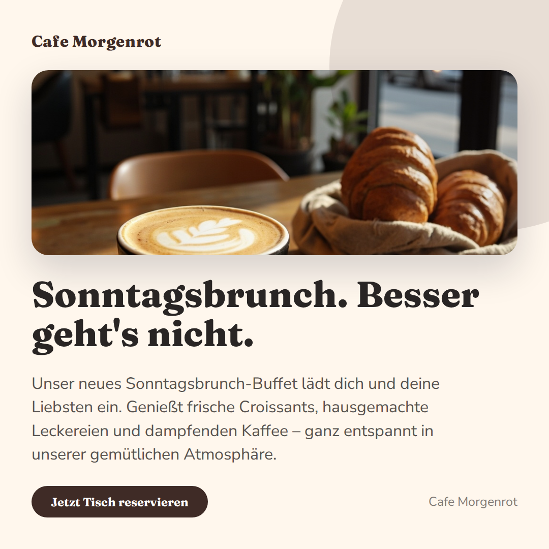 Social-Post für Café Morgenrot (Gastronomie)