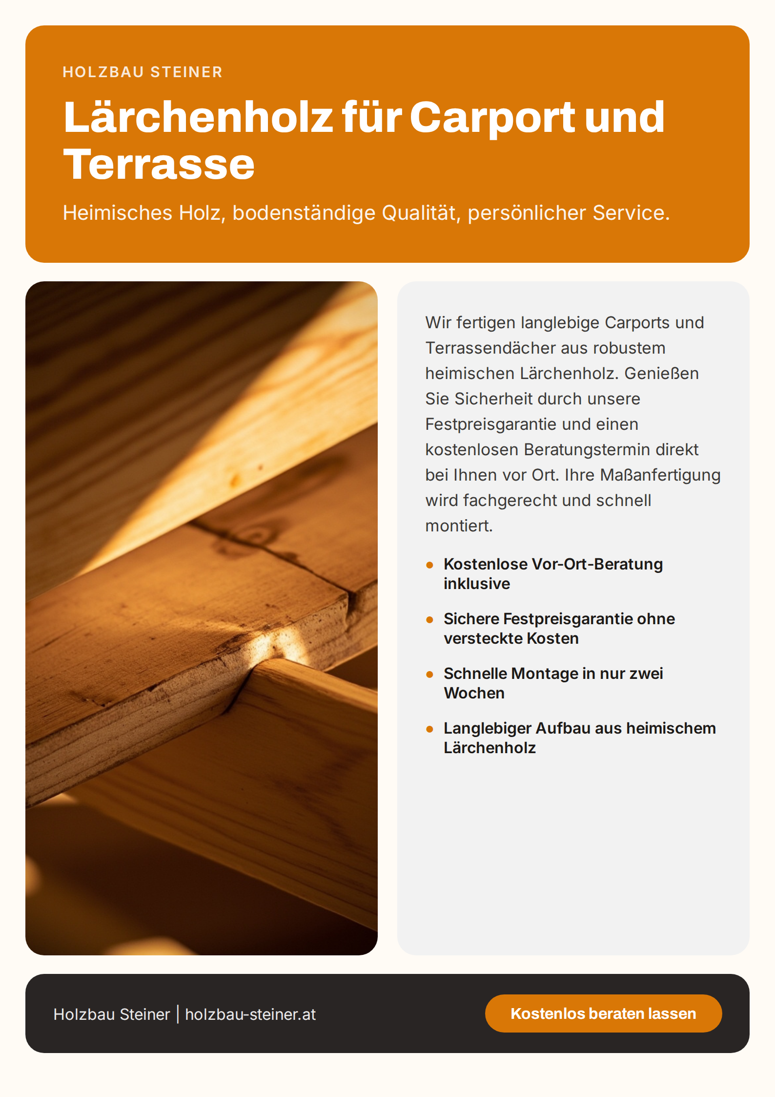 Flyer A4 für Holzbau Steiner (Zimmerei)