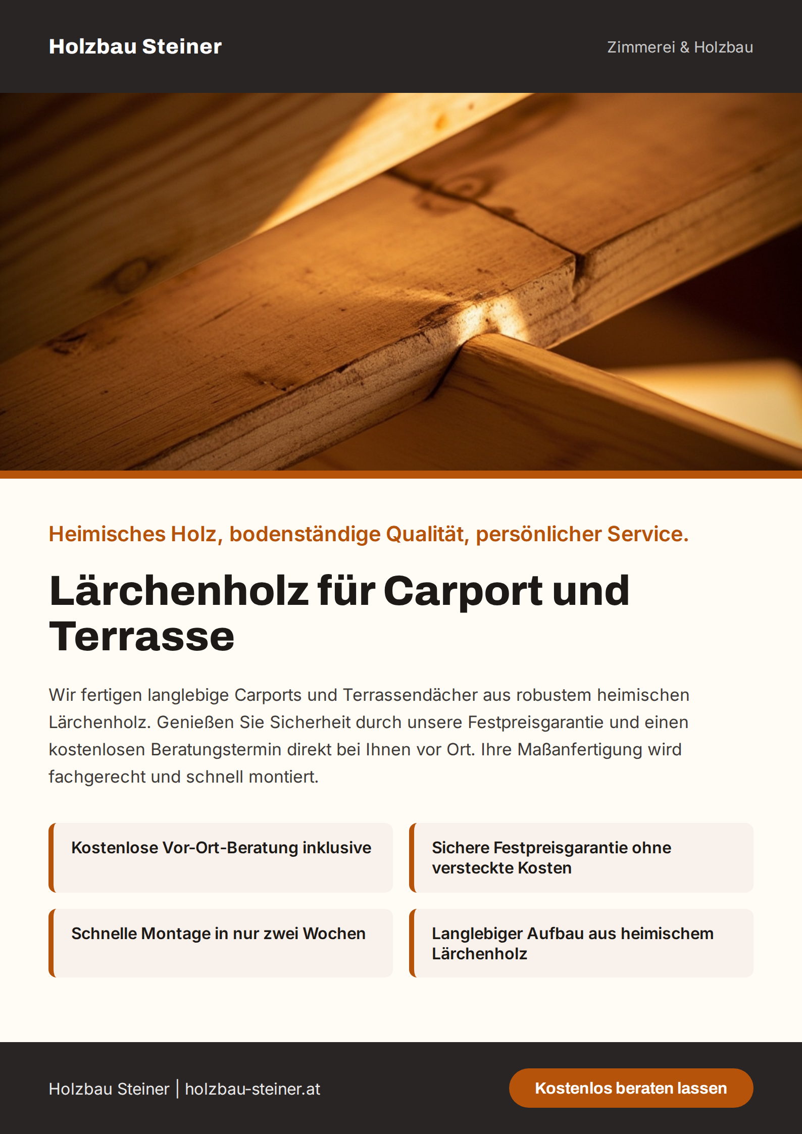 Flyer A4 für Holzbau Steiner (Zimmerei)